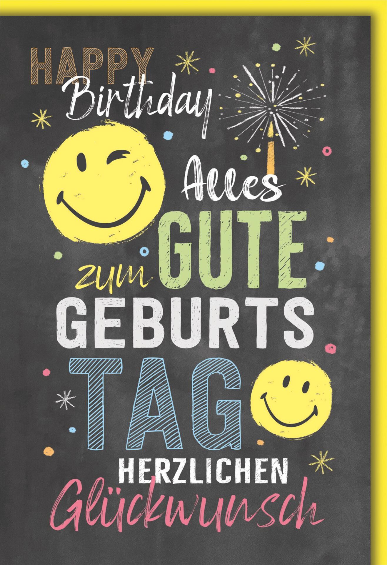 Huxters Emoji Geburtstagskarte – 4. Geburtstag – Lustig & Personalisierbar