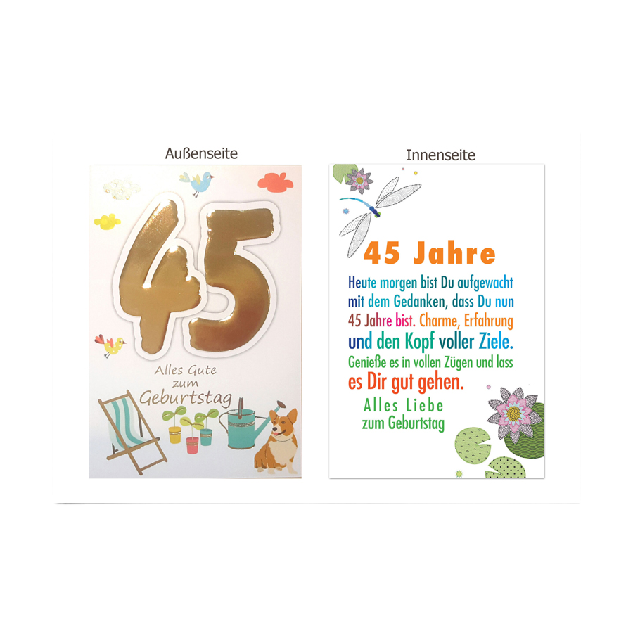 Age 45. Geburtstagskarte Michel Schüller & Sohn