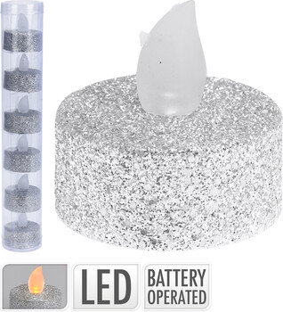 LED Teelicht Silber-Glitzer