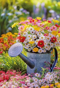 Bill. Blanco Gießkanne/Blumen