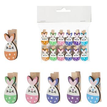 Holzklammer Osterhase 12er Set