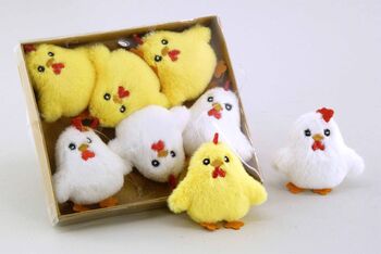 Stoff-Küken weiß/gelb in Box/6