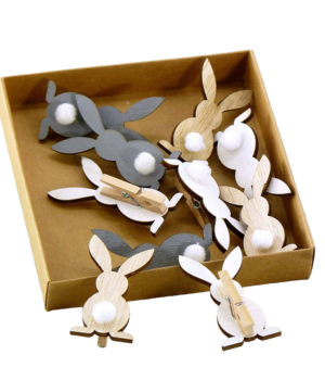 Holz-Hase auf Kluppe/12 Stk.