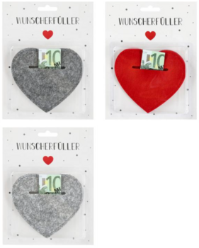 Geldgeschenk Herz Filz