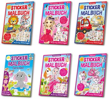 Sticker Malbuch A4/64 S. sort.