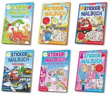 Sticker Malbuch A4/64 S. sort.