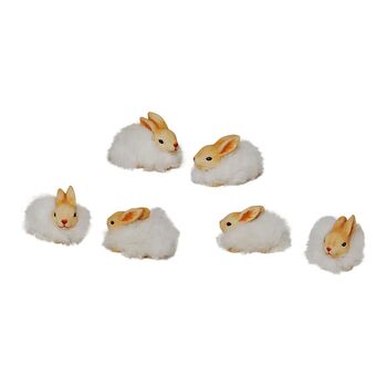 Hase aus Ton mit Fell, 7x5 cm