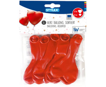 Luftballons Rote Herzen 6er