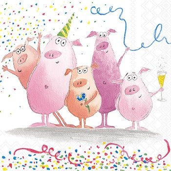 Servietten 33/33 Festive Pigs