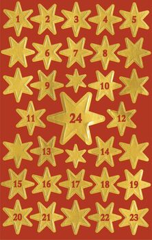 Whn-Sticker 1-24 Sterne gold