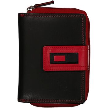 Damenbörse Leder schwarz/rot