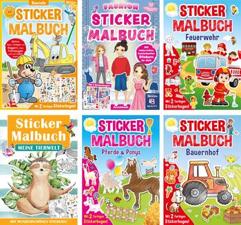 Sticker Malbuch A4/64 S. sort.