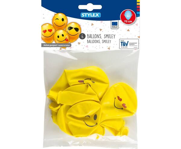 Luftballon Smiley 6er Luftballon Smiley 6er
