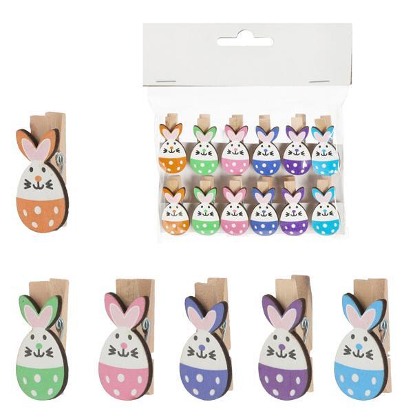 Holzklammer Osterhase 12er Set