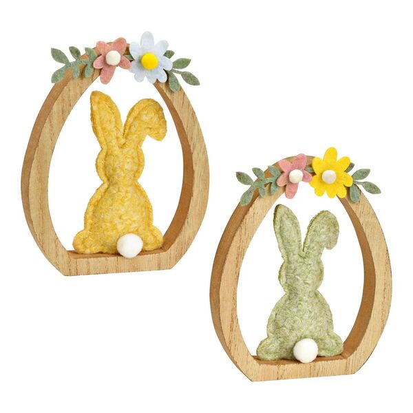 Hase in Holz-Blumenrahmen