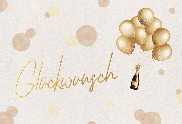 Bill. Glückwunsch Sekt/Ballons