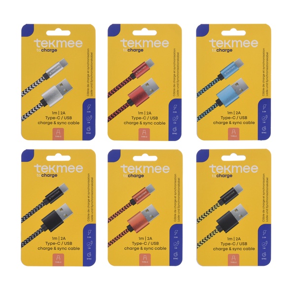 USB Ladekabel Type-C, rund 1M