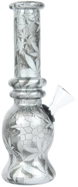 Glas Bong 15cm Silver Leaves Glas Bong 15cm Silver Leaves
