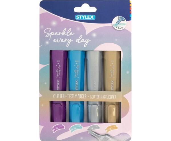 Textmarker Glitter /4er