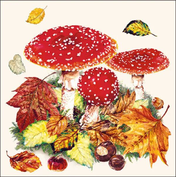 Servietten 33/33 Pilze/Blätter