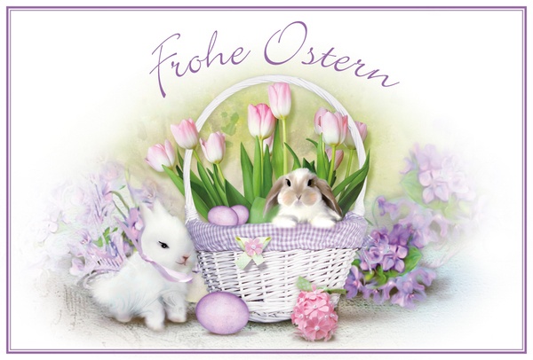 Bill. Ostern Hase/Blumen quer