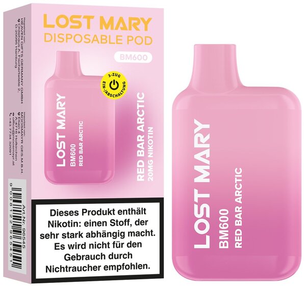 Lost Mary BM 600 Red Bar Arc. Lost Mary BM 600 Red Bar Arc.