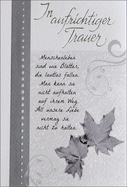 Bill. Trauer Spruch/Blätter