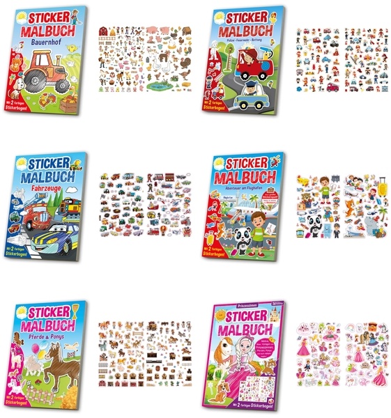 Sticker Malbuch A4/64 S. sort.