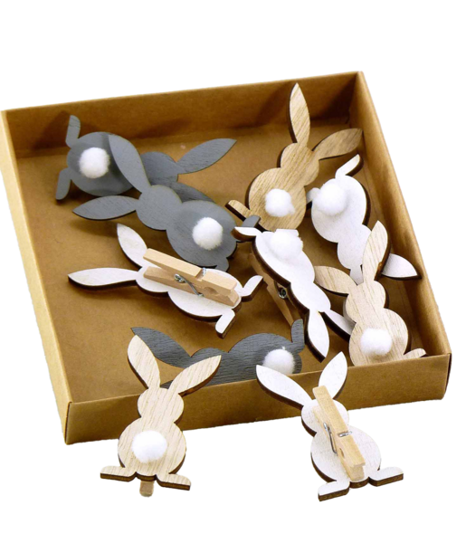 Holz-Hase auf Kluppe/12 Stk.