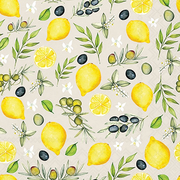 Servietten 25/25 Zitrone/Olive