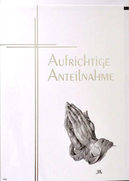 Bill. Trauer betende Hände