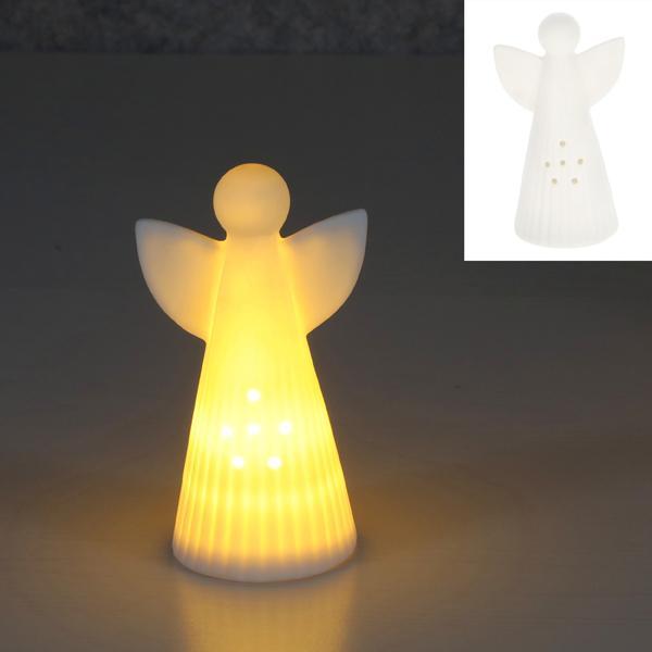 LED Engel Keramik weiß 13 cm LED Engel Keramik weiß 13 cm