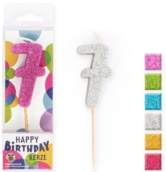 Zahlenkerze 7, Glitter, 4,5 cm Zahlenkerze 7, Glitter, 4,5 cm