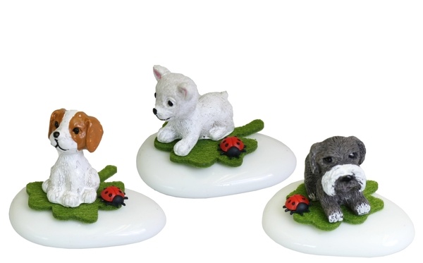 Welpen auf Glas-Stein, 3,5cm