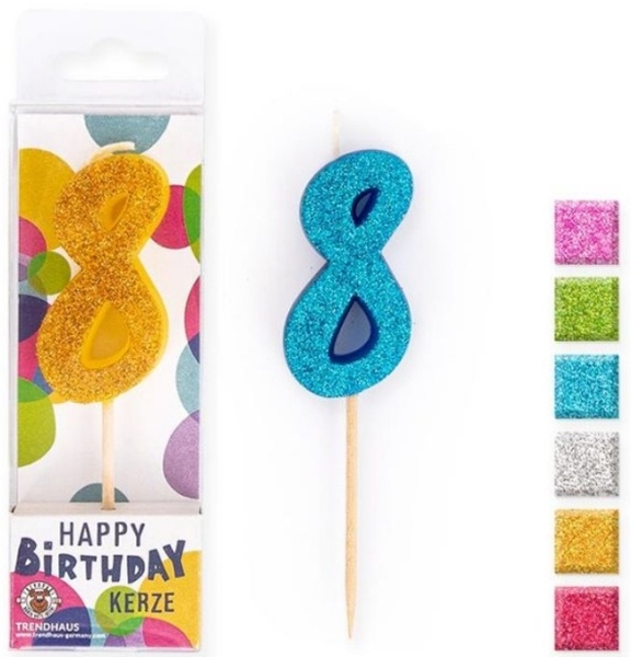 Zahlenkerze 8, Glitter, 4,5 cm Zahlenkerze 8, Glitter, 4,5 cm