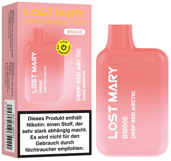 Lost Mary BM 600 Deep Red Arc. Lost Mary BM 600 Deep Red Arc.