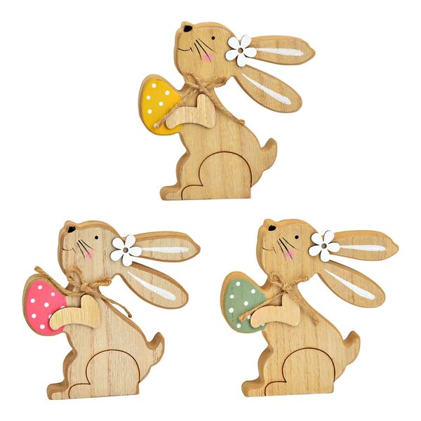 Hase mit Osterei aus Holz