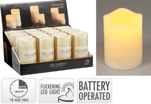 LED Kerze creme 9 cm