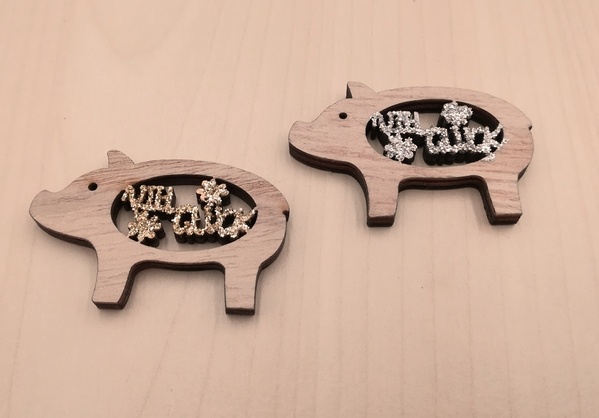 Holz-Schwein m. Glitter 4,5cm