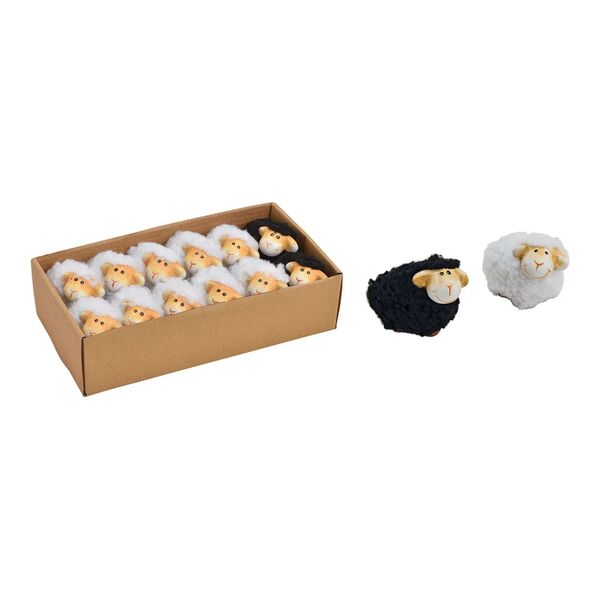 Schaf aus Ton/Kuntsfell 6 cm