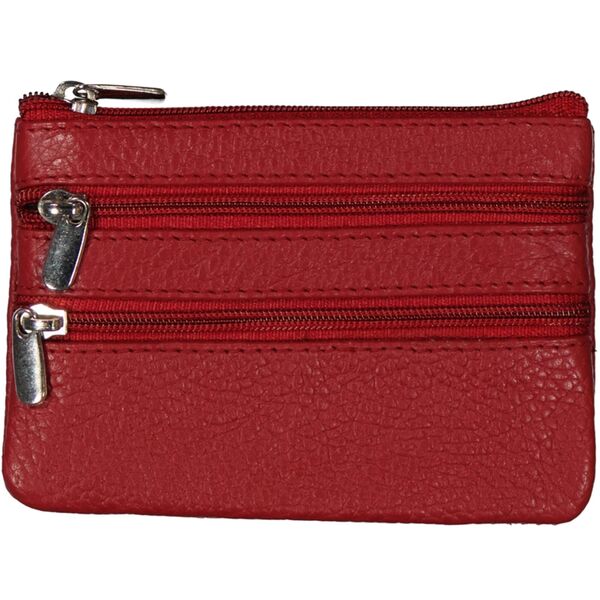 Schlüsseltasche Leder Zipp rot