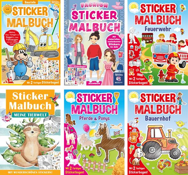 Sticker Malbuch A4/64 S. sort.