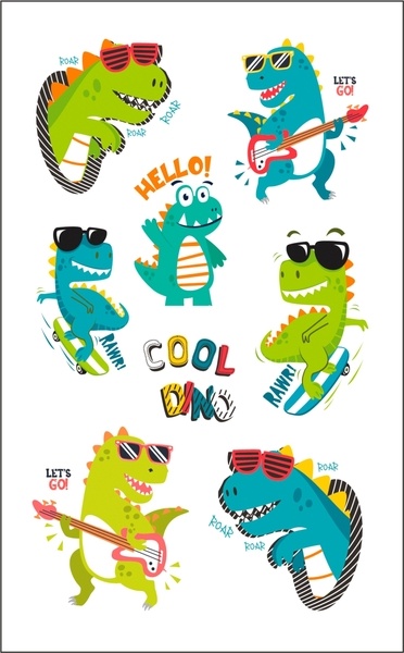 Schmucketiketten coole Dinos