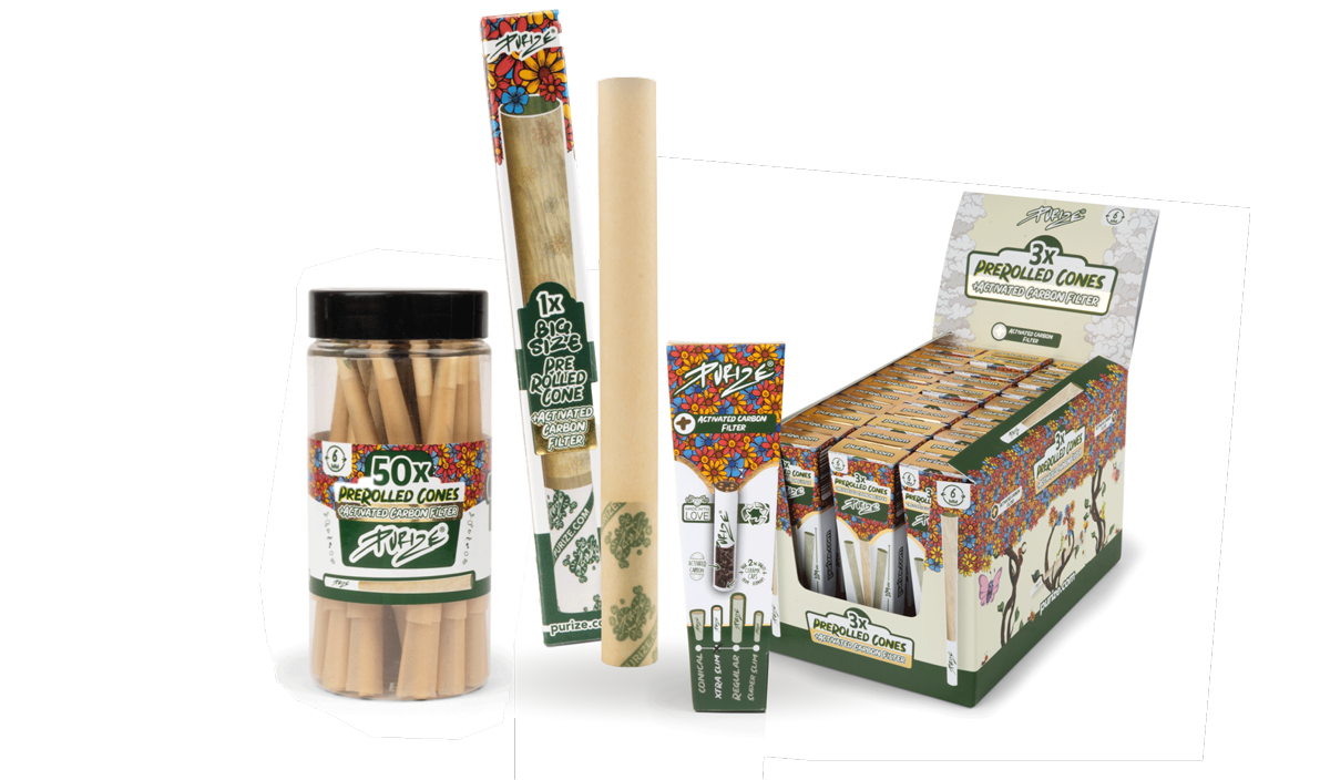 PURIZE Pre-Rolled Cones mit Aktivkohlefilter