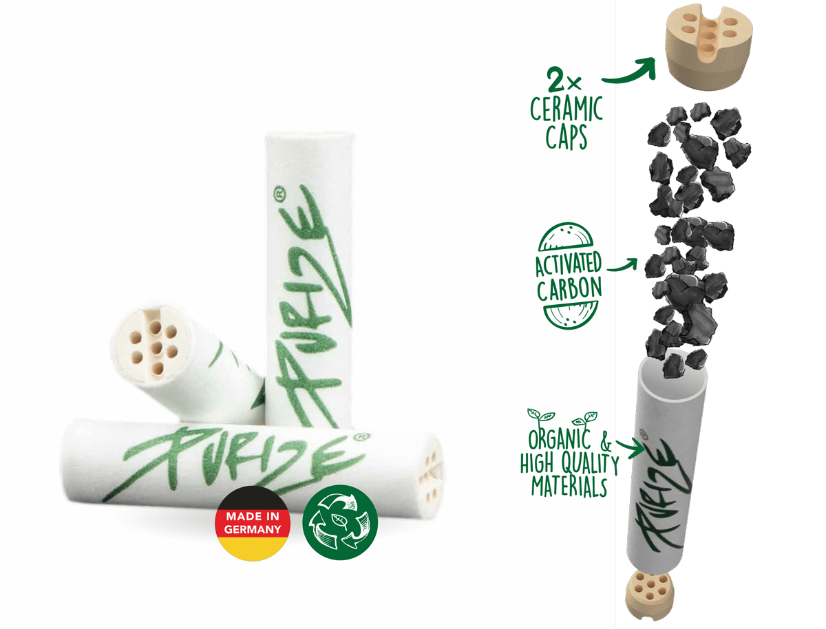 PURIZE Aktivkohlefilter in verschiedenen Größen und Farben